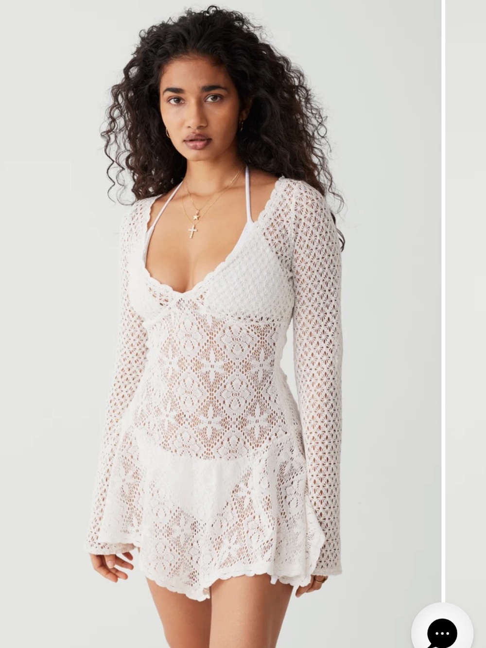 RARE Frankie’s bikinis Belle Crochet Mini Dress size small, white